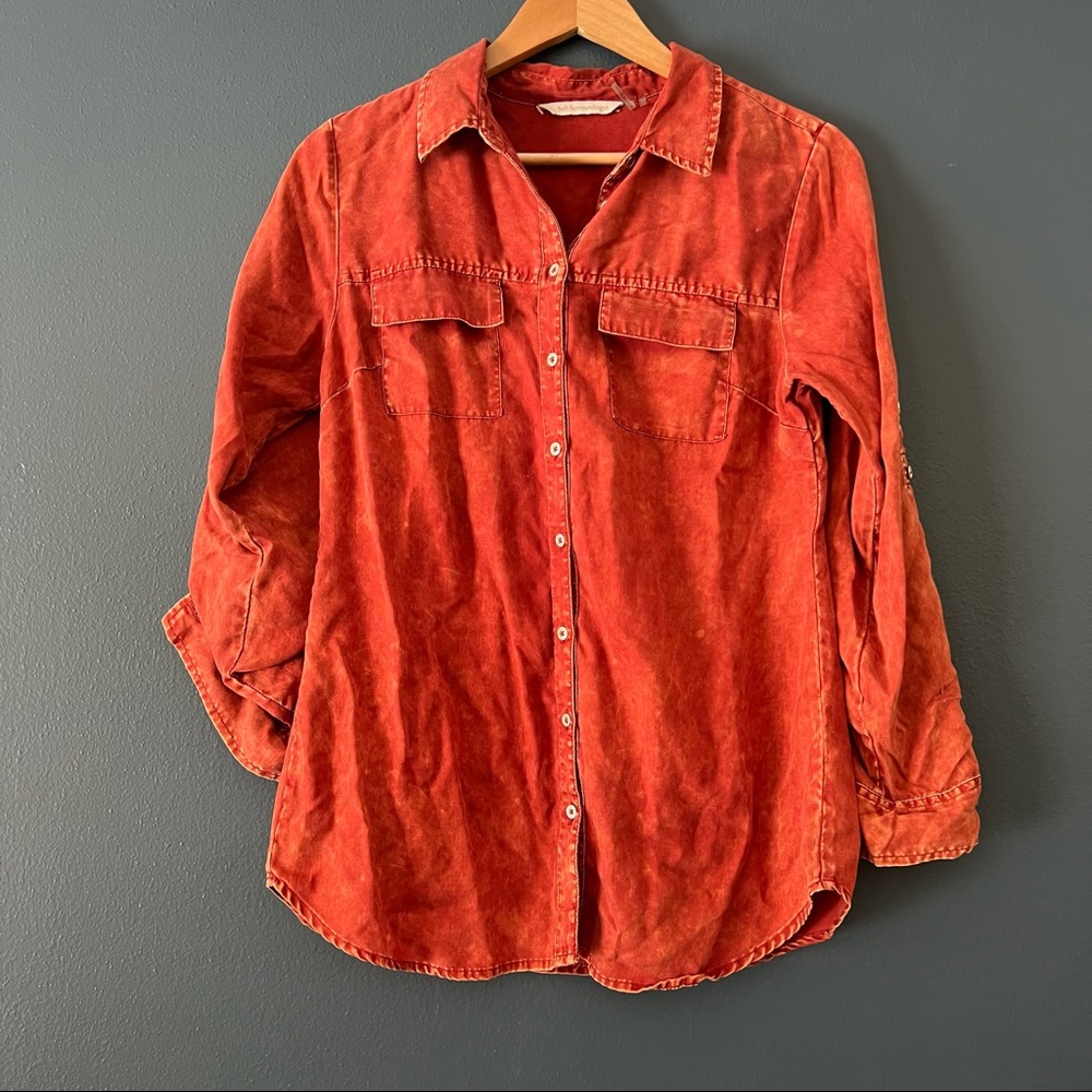 Soft Surroundings Orange Rust Button Up Heavenly … - image 1